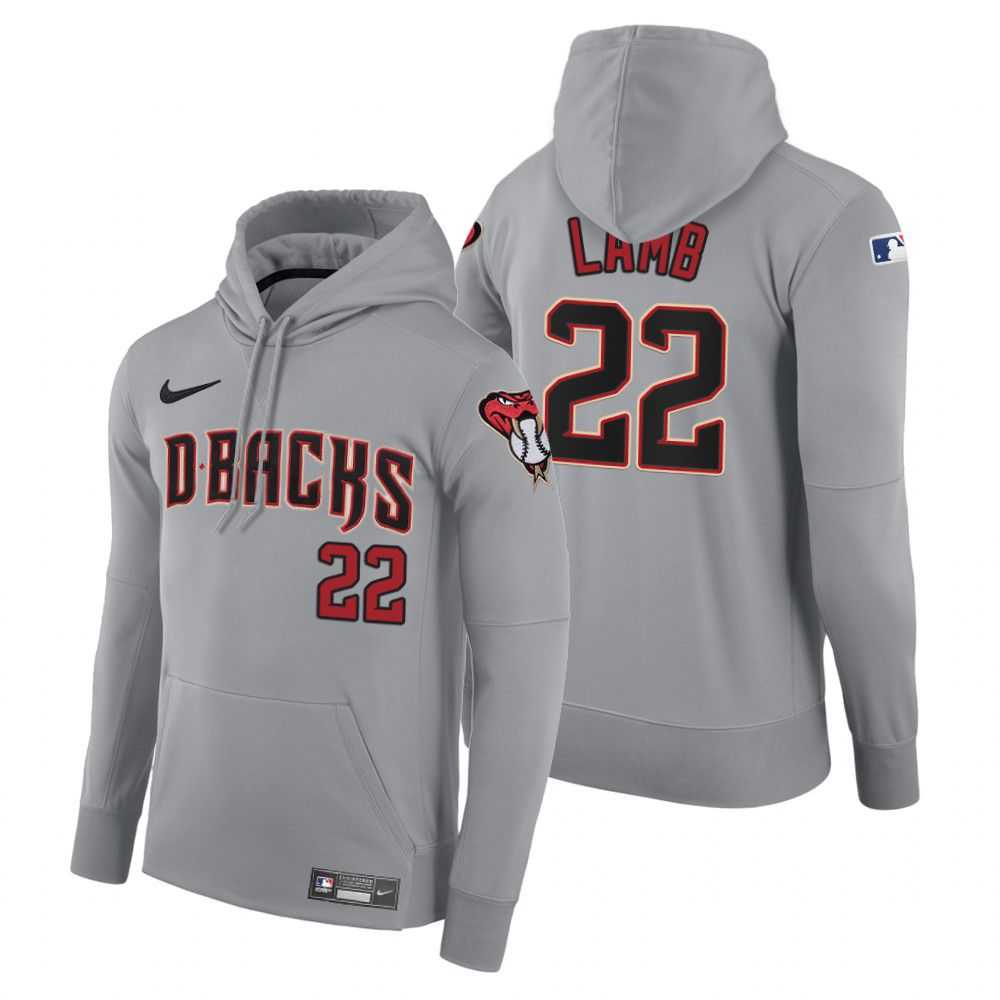 Men Arizona Diamondback 22 Lamb gray road hoodie 2021 MLB Nike Jerseys